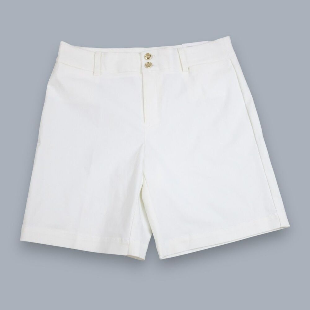 Chico's NWT Cream Bermuda Shorts Size 1 Tailored Stretch Summer Casual Golf
